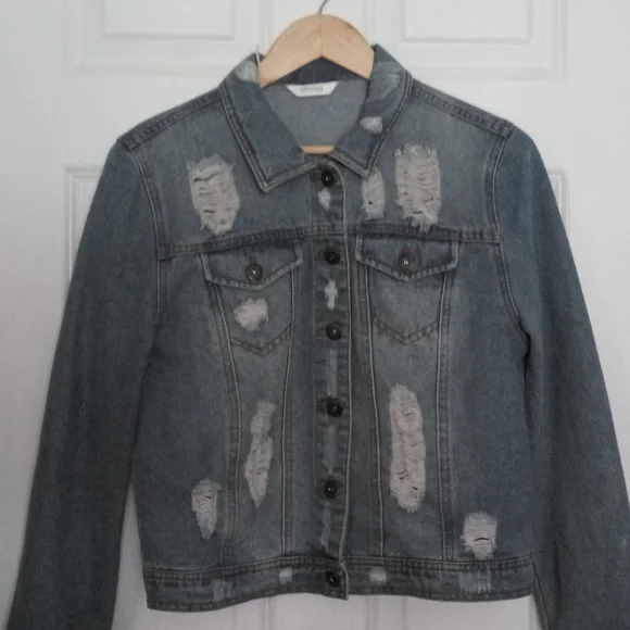 Highway Jeans Distressed Denim Jacket Size L - Picture 3 of 11